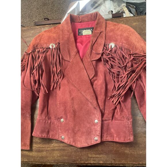 Vintage Cosa Nova Western Women’s Jacket Long Fringe Size Medium Rust Orange Red - Picture 13 of 16